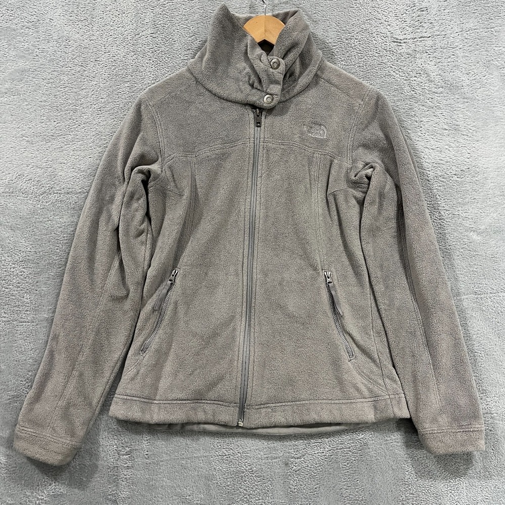 The North Face Jacket Small Women's Gray Sherpa Fleece Zip Pockets High Neck